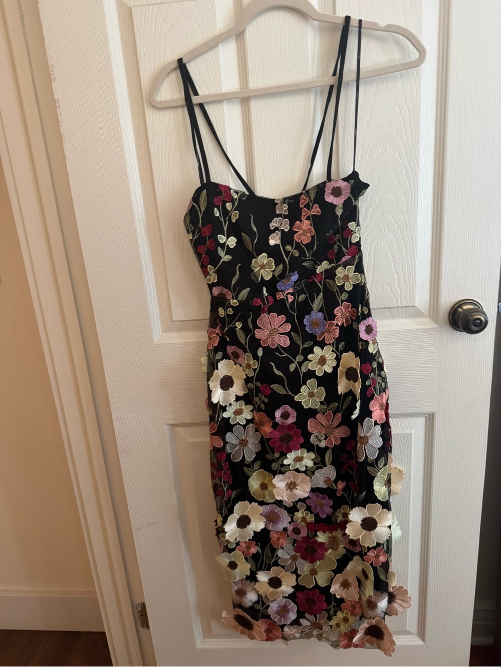Lulu's Black Floral Embroidered Midi Dress